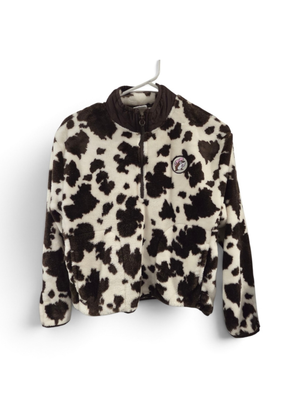 BUC-EES Cow Print Fleece Jacket - Brown & White Kids Youth Large